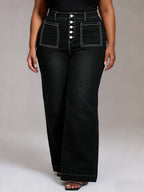 Estelle Plus Size High-Waisted Stretch Trousers