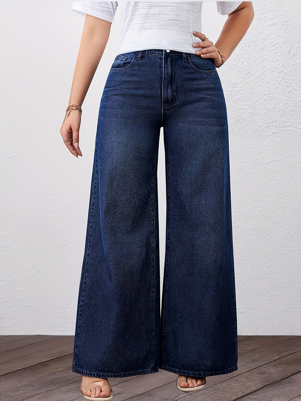 Genevieve High-Waisted Wide-Leg Jeans