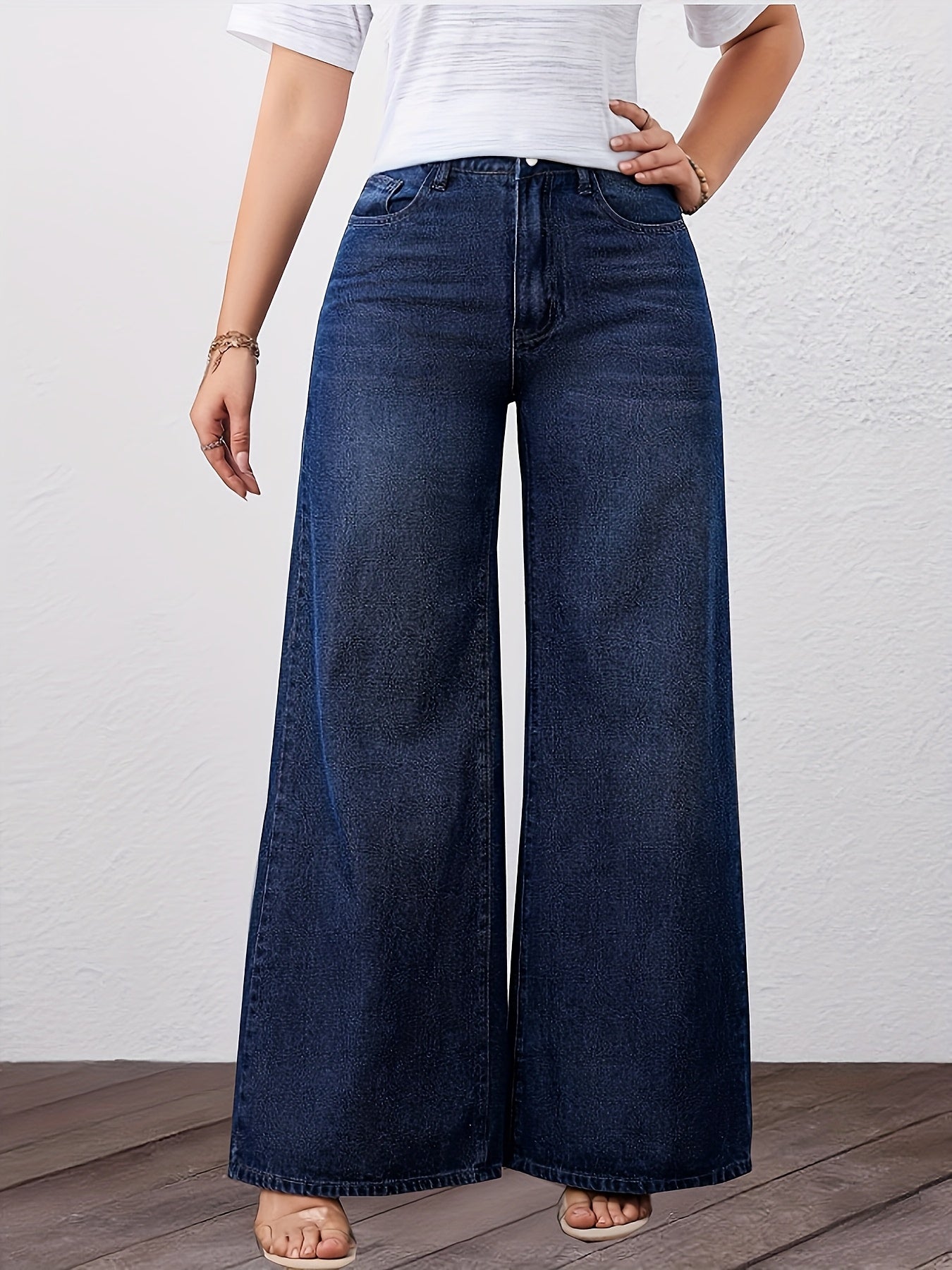 Genevieve High-Waisted Wide-Leg Jeans