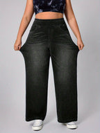 Delphine Plus Size Wide-Leg Denim Pants