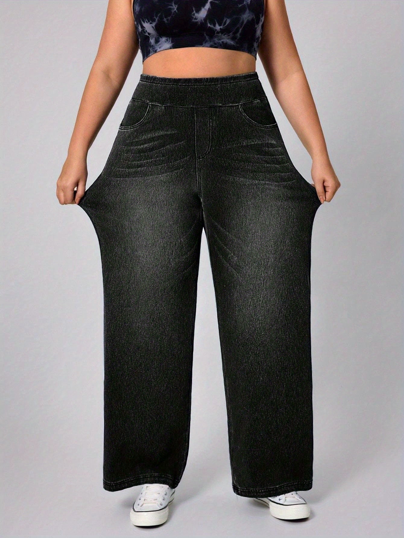 Delphine Plus Size Wide-Leg Denim Pants