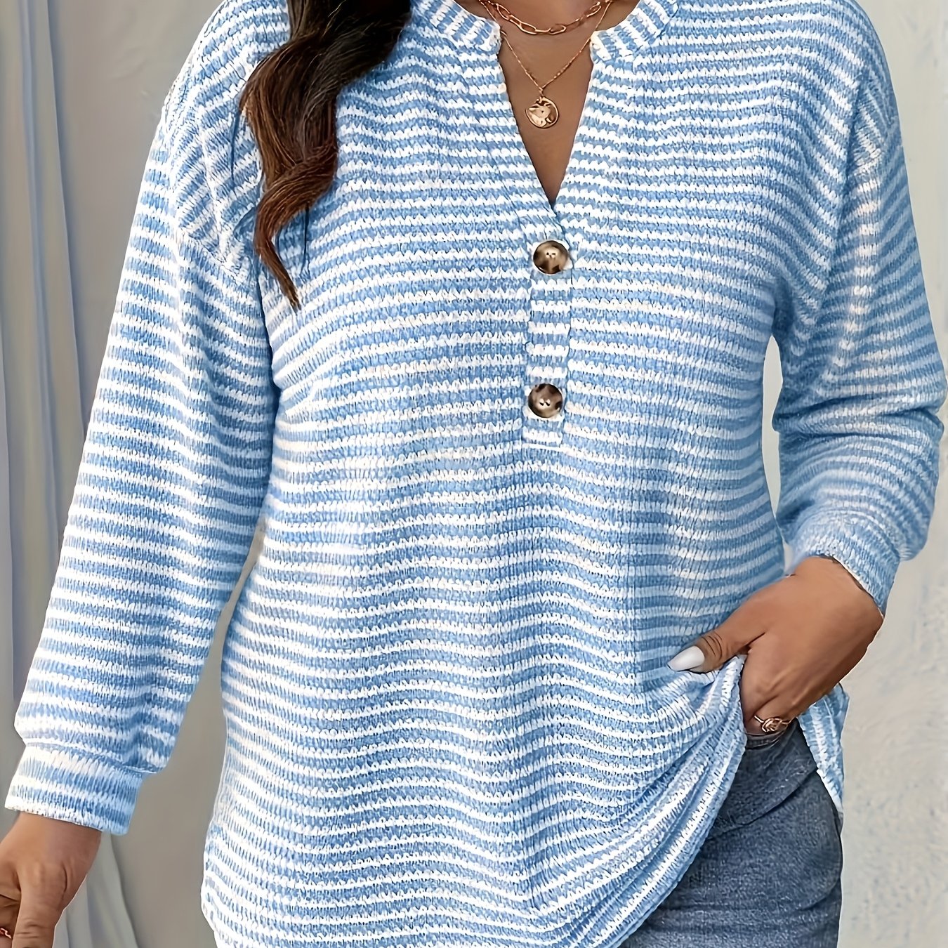Helena Striped V-Neck Top