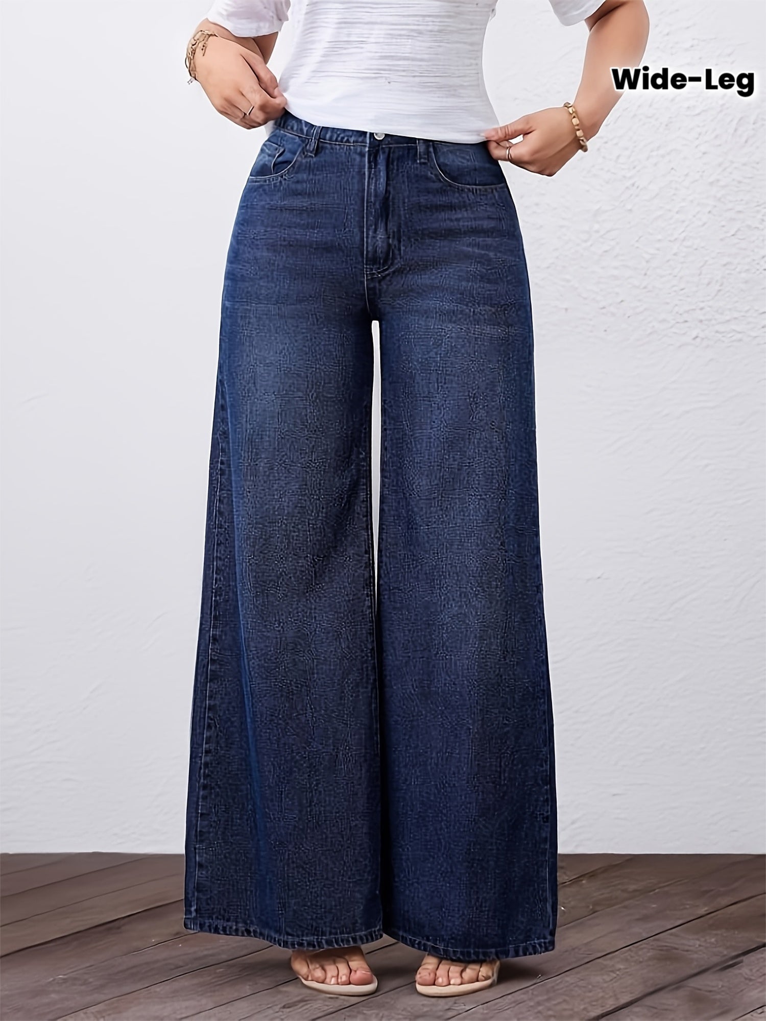 Genevieve High-Waisted Wide-Leg Jeans