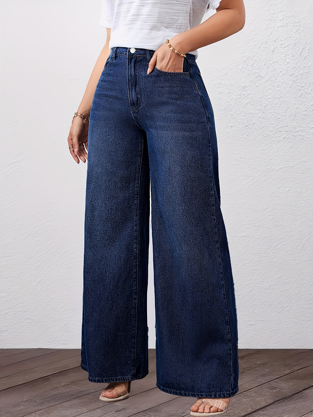 Genevieve High-Waisted Wide-Leg Jeans