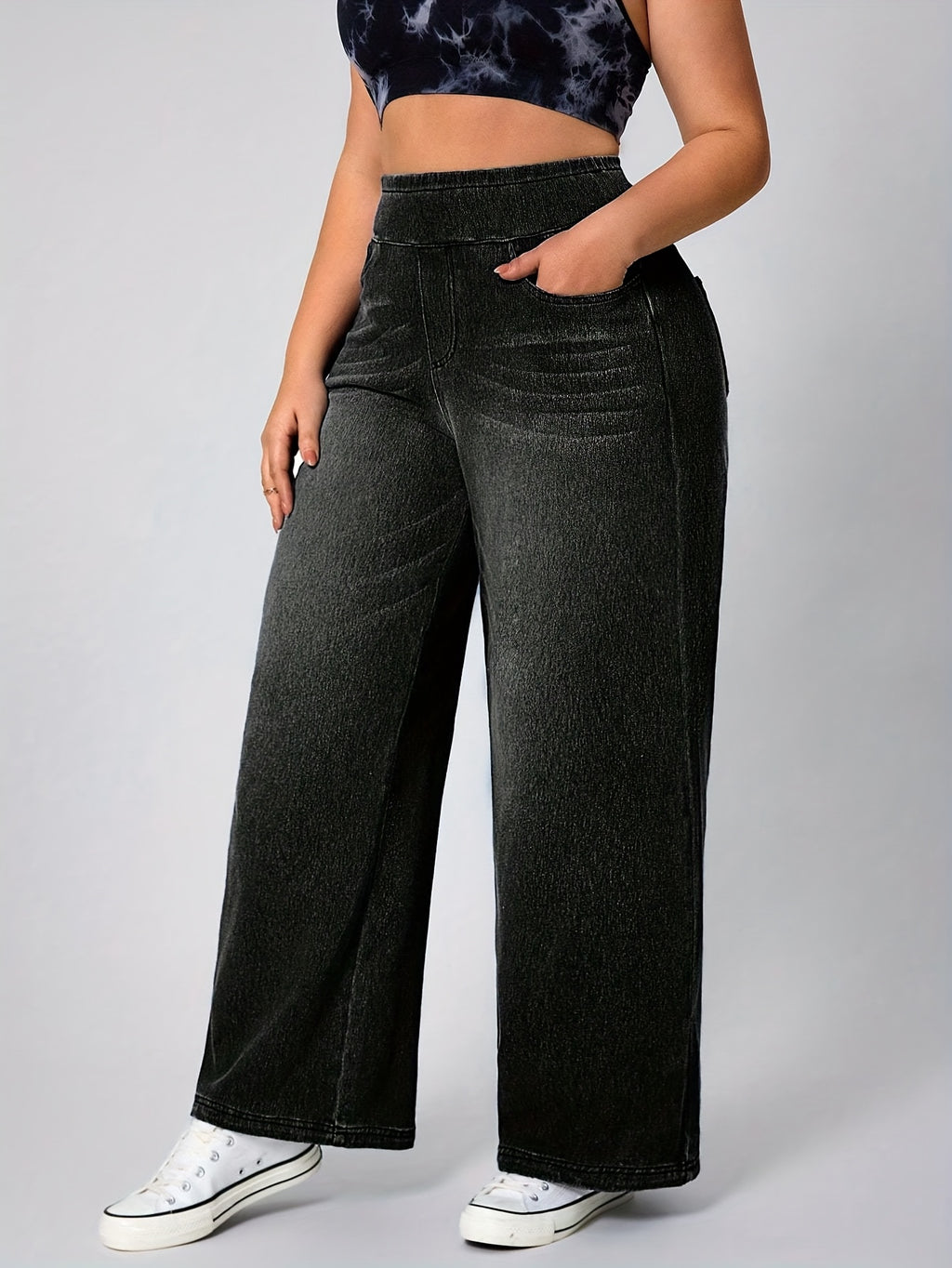 Delphine Plus Size Wide-Leg Denim Pants