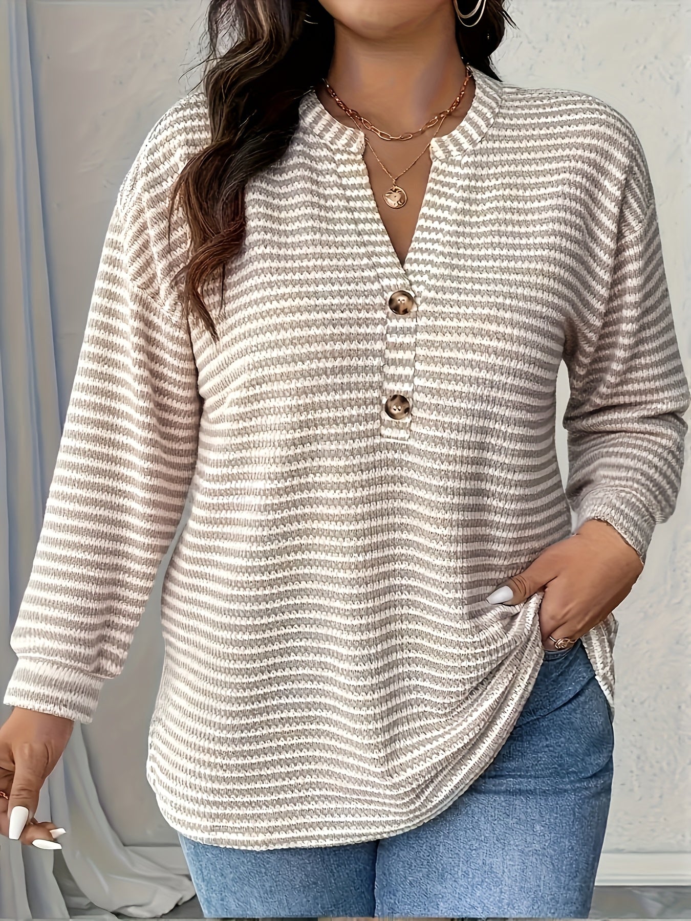 Helena Striped V-Neck Top