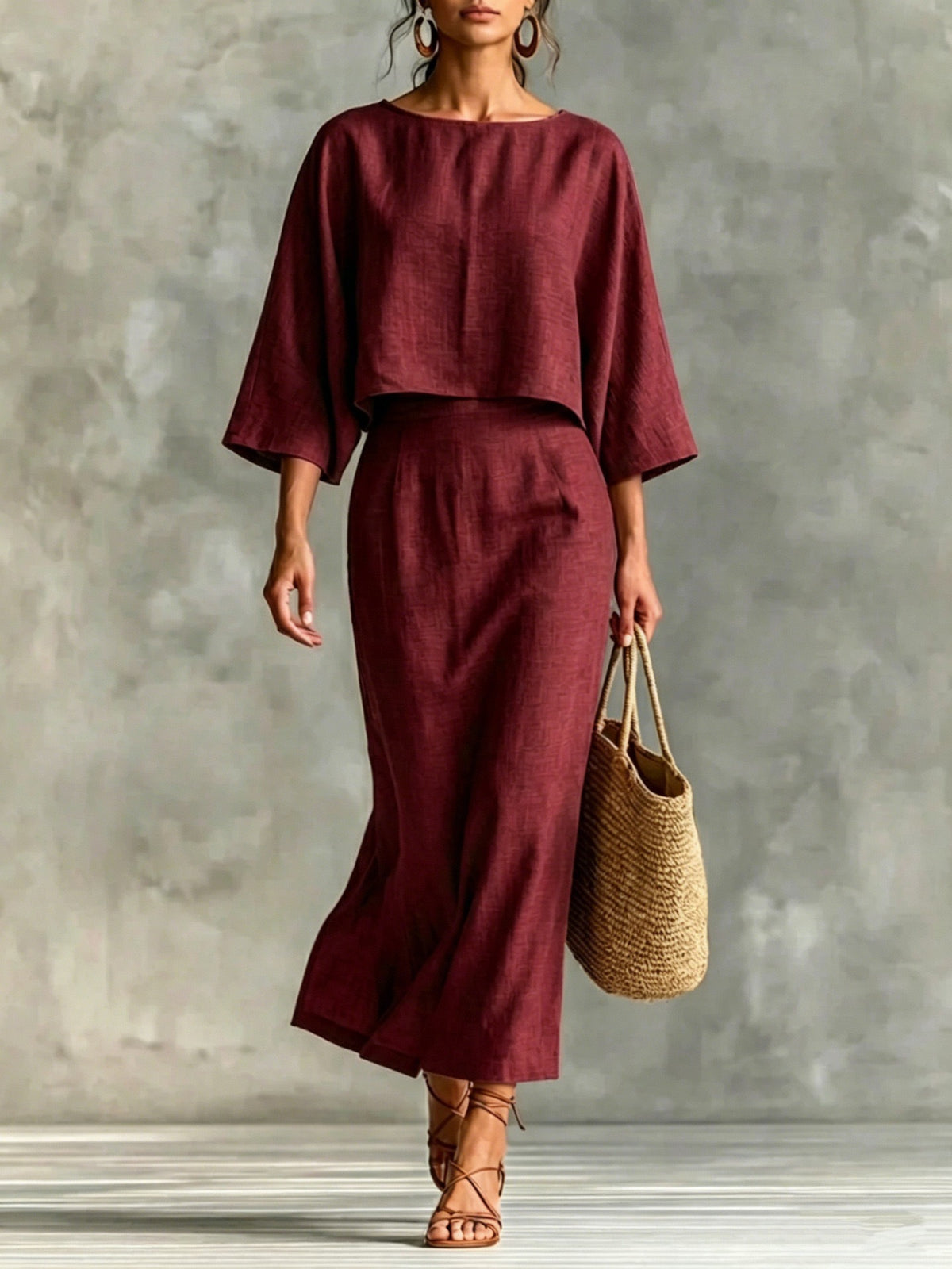 Quinty High-Waisted Midi Skirt Set