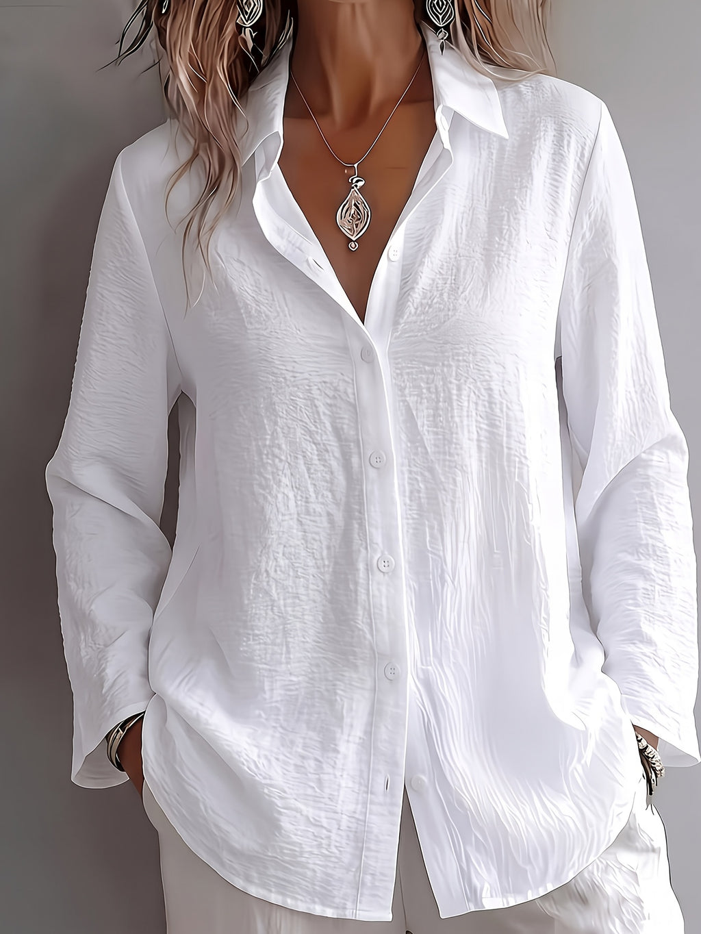 Aurelia V-Neck Textured Shirt
