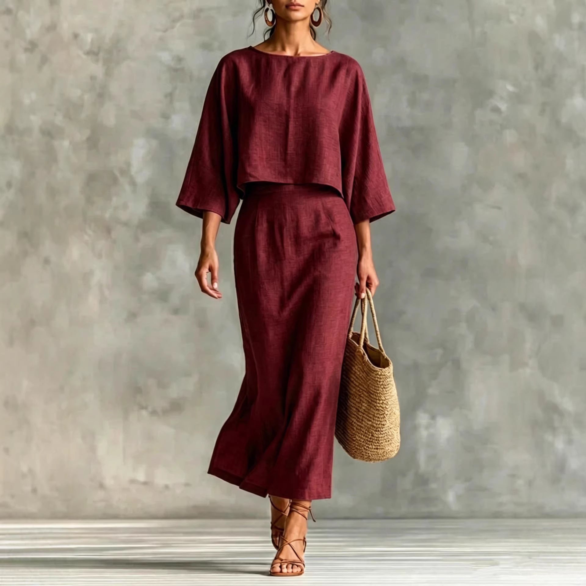 Quinty High-Waisted Midi Skirt Set