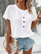 Camille Button-Front Batwing Top