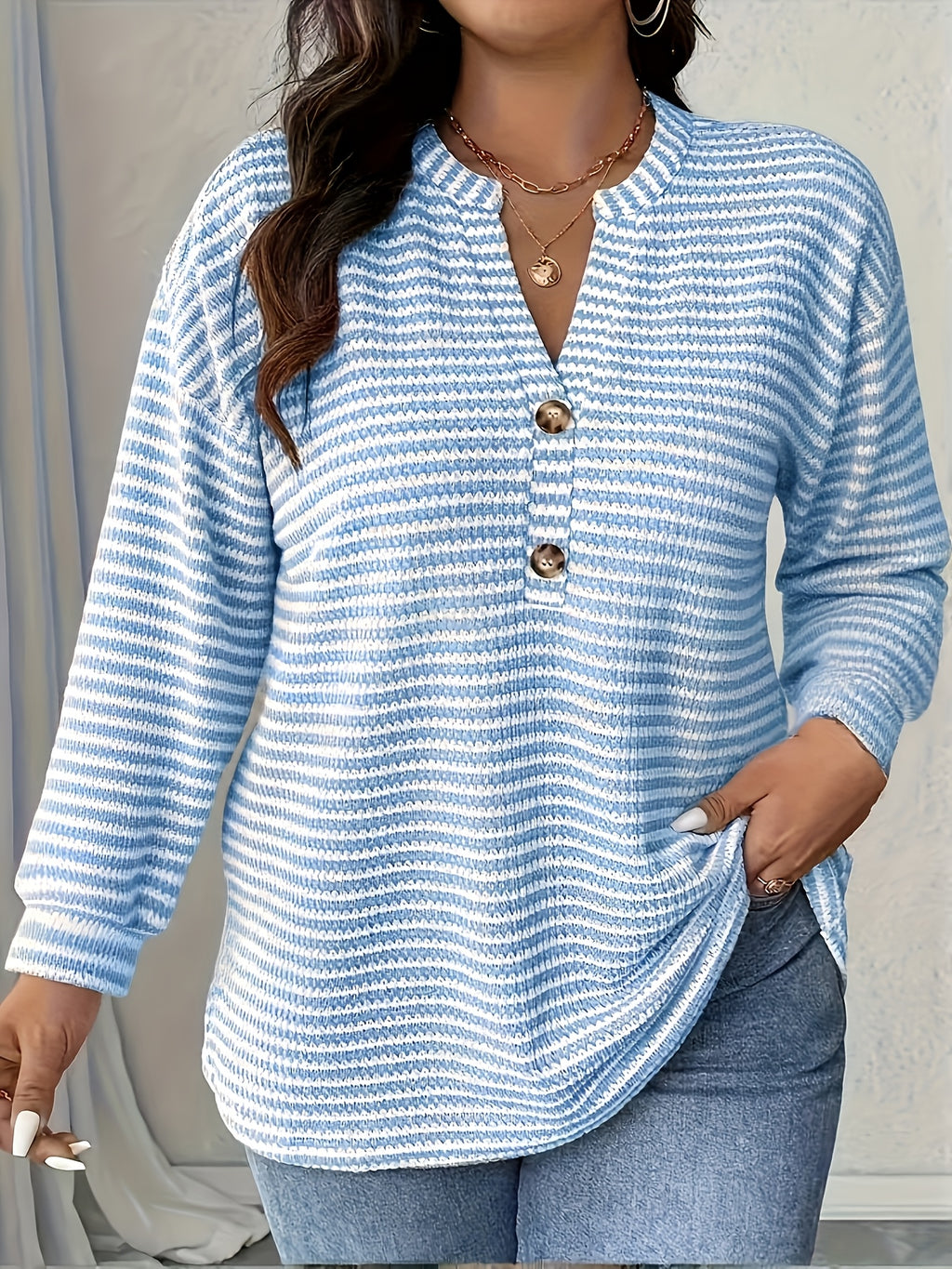 Helena Striped V-Neck Top