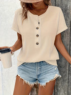 Camille Button-Front Batwing Top