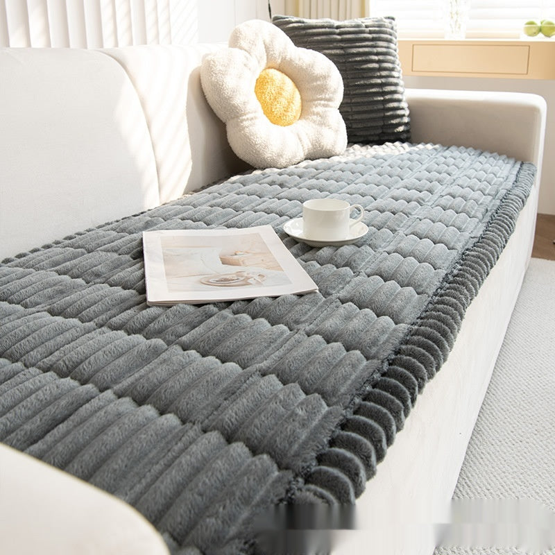Corduroy Striped Houndstooth Sofa Cover