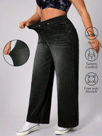 Delphine Plus Size Wide-Leg Denim Pants