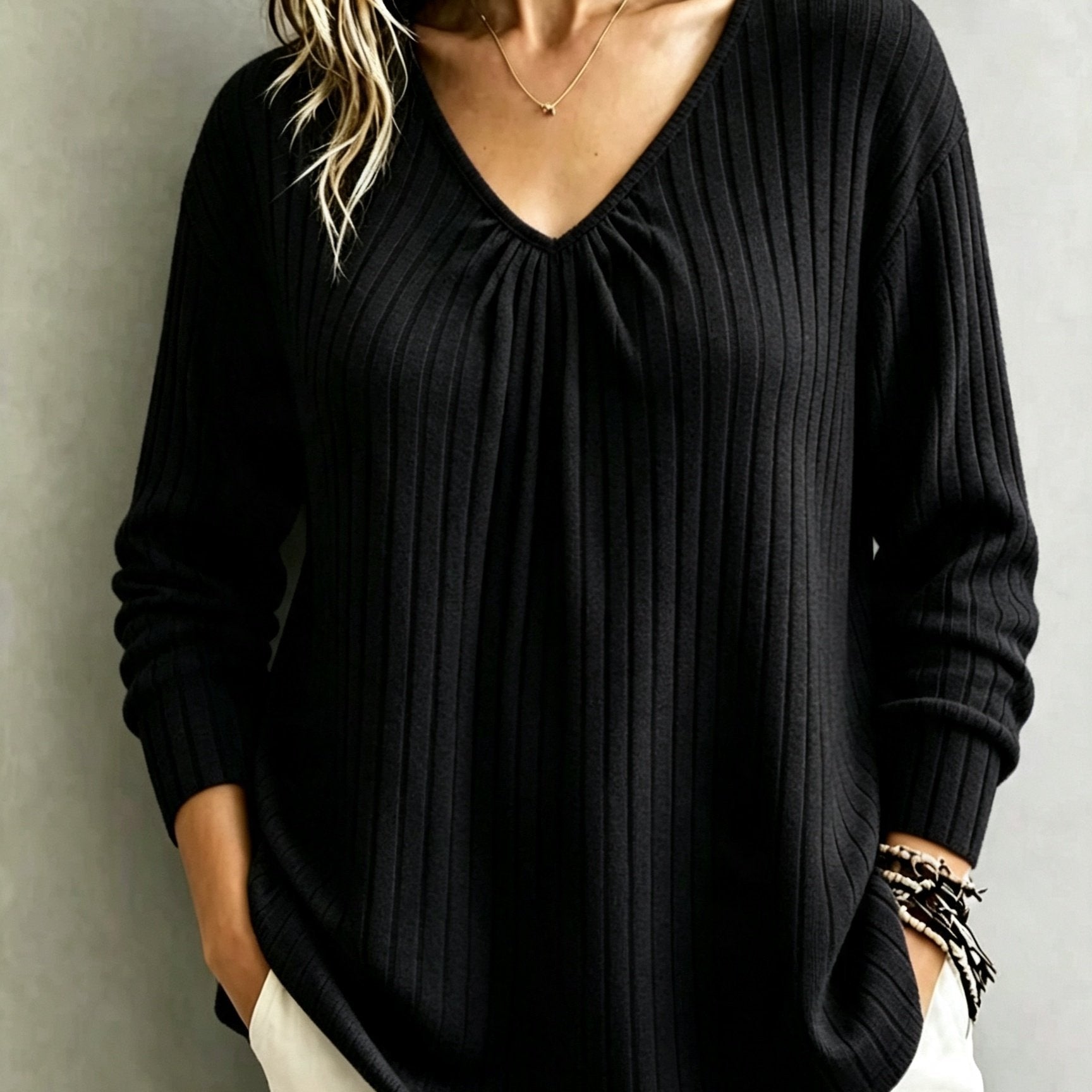 Celestine Ruched V-Neck Top