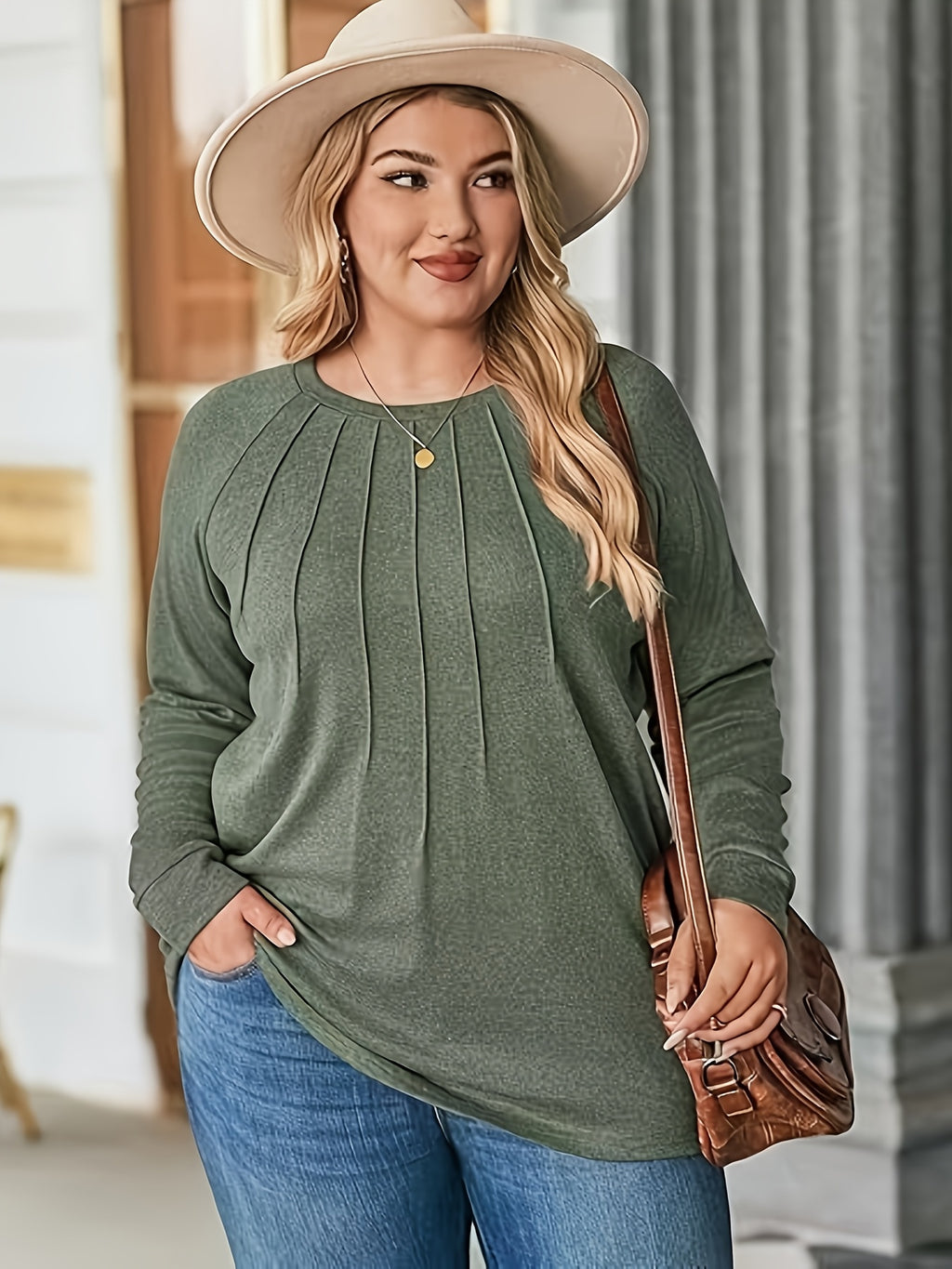 Elodie Pleated Raglan Pullover