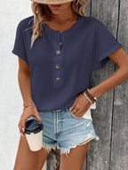 Camille Button-Front Batwing Top