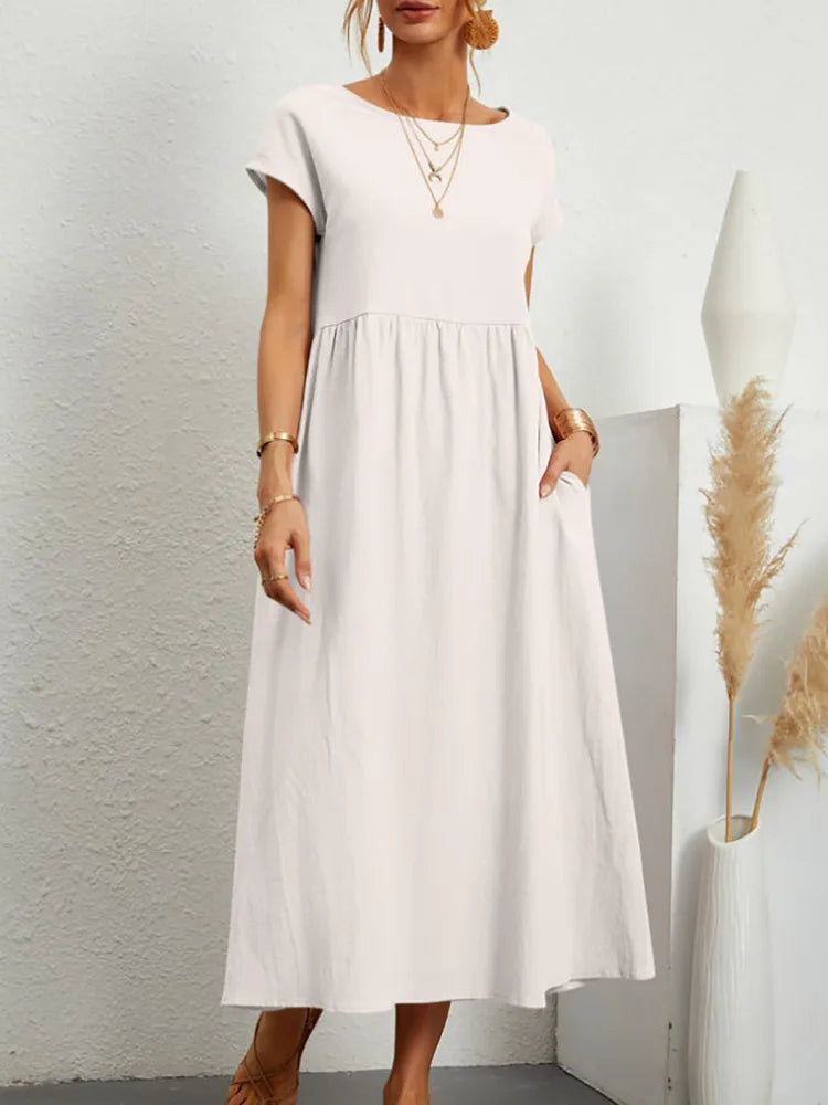 Elyra Vintage Linen Maxi | Dress