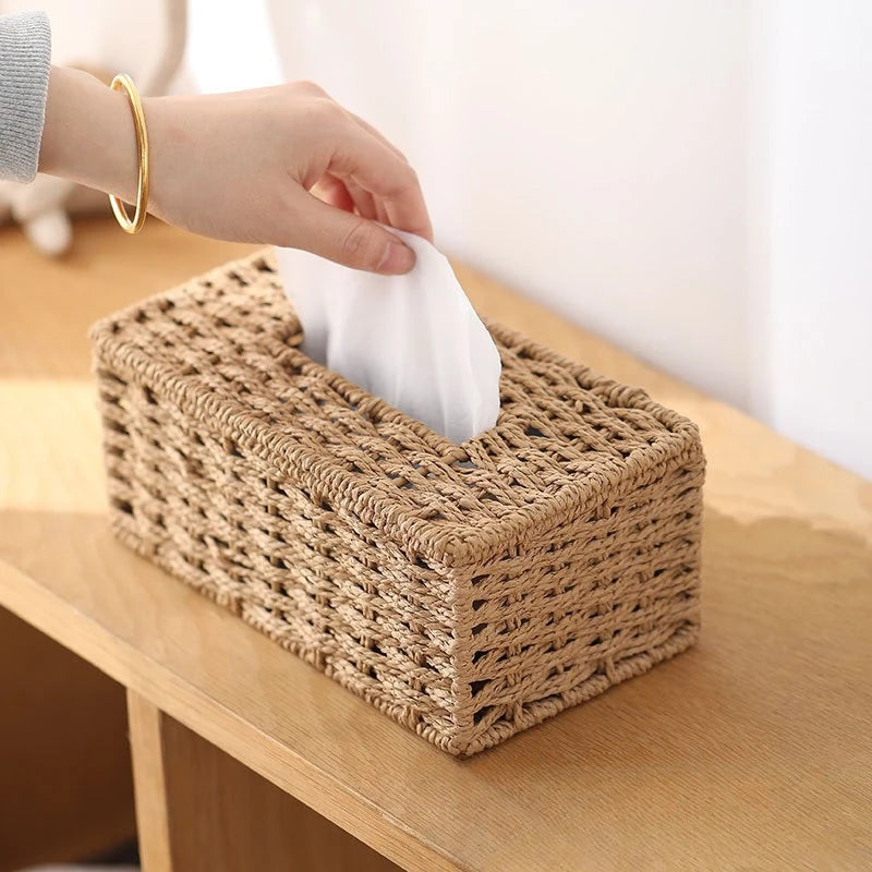 Florence Woven Rattan-Style Tissue Box