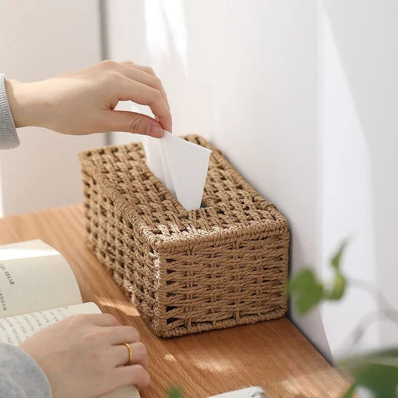 Florence Woven Rattan-Style Tissue Box