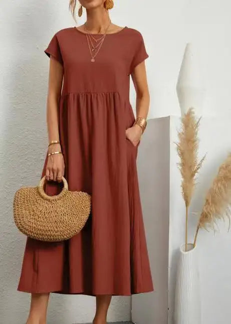 Elyra Vintage Linen Maxi | Dress
