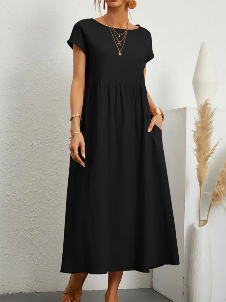 Elyra Vintage Linen Maxi | Dress