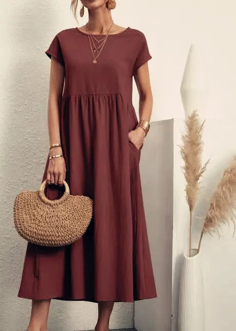 Elyra Vintage Linen Maxi | Dress