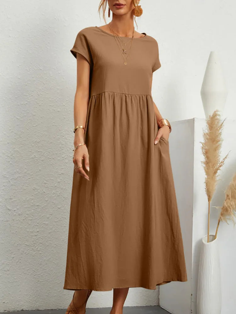 Elyra Vintage Linen Maxi | Dress