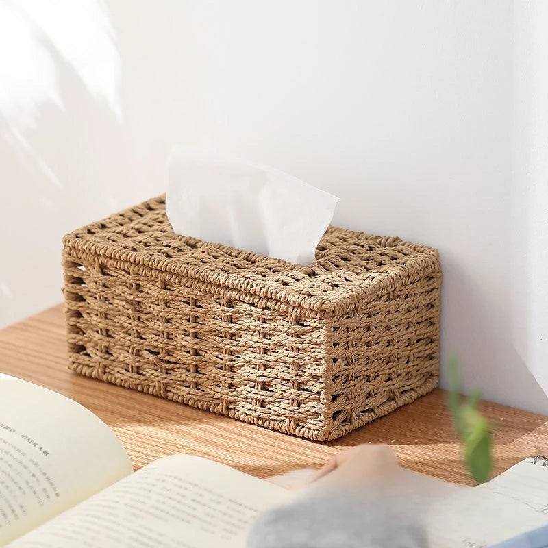 Florence Woven Rattan-Style Tissue Box