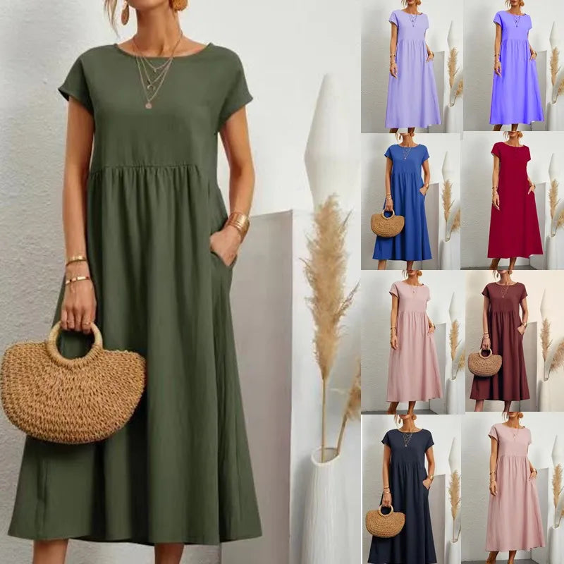 Elyra Vintage Linen Maxi | Dress