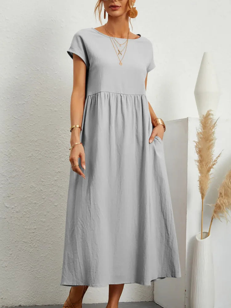 Elyra Vintage Linen Maxi | Dress