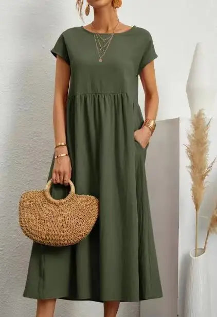 Elyra Vintage Linen Maxi | Dress