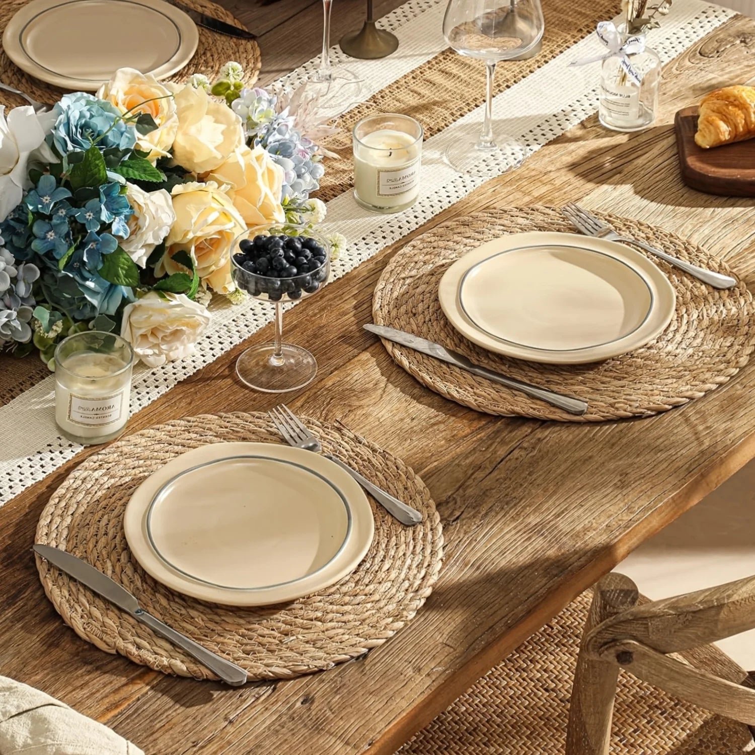 Hand-Woven Rustic Placemats – 7-Piece Set