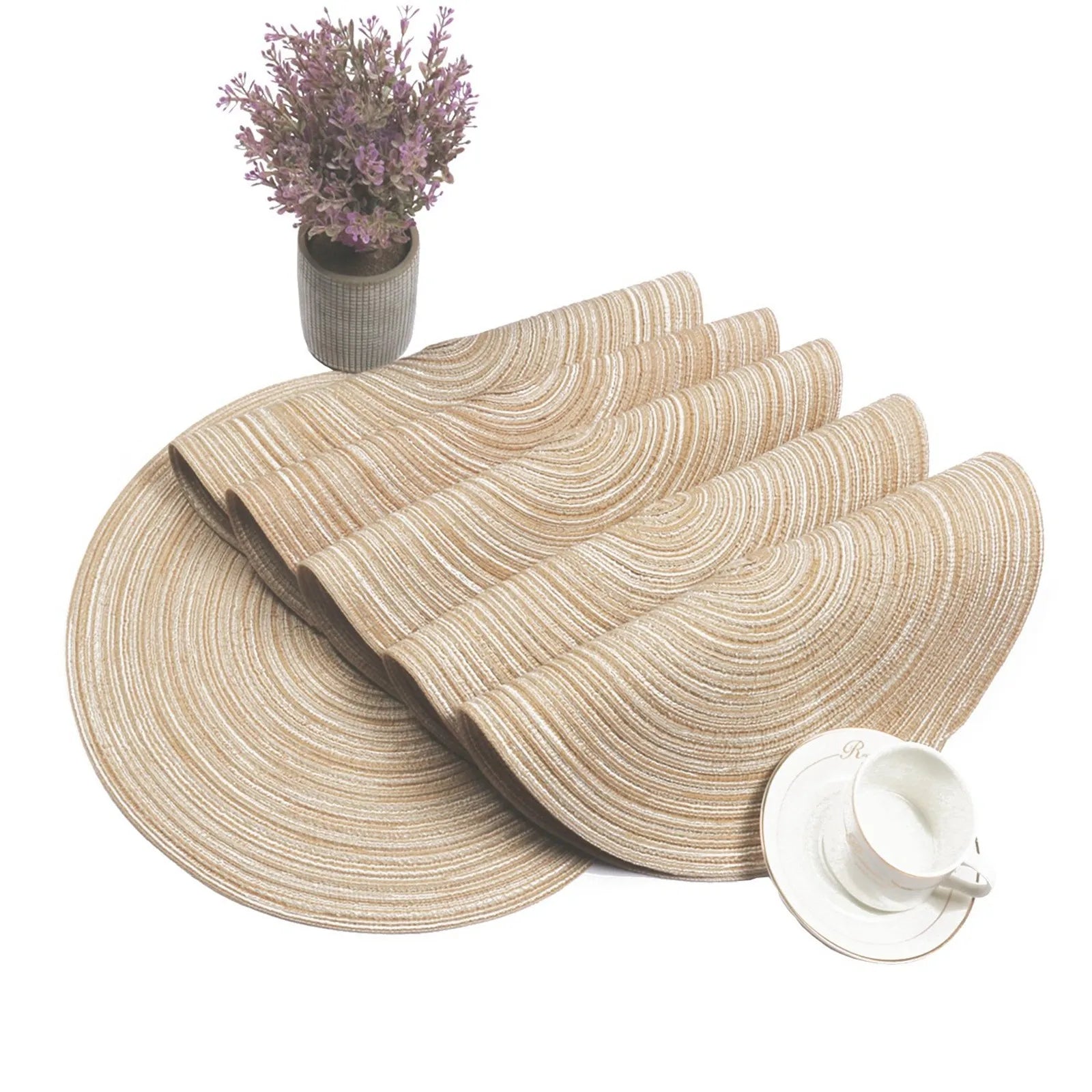 Round Braided Placemat Set – 6 Pieces