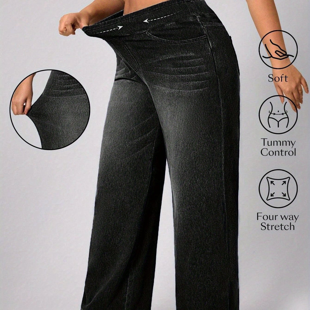 Delphine Plus Size Wide-Leg Denim Pants
