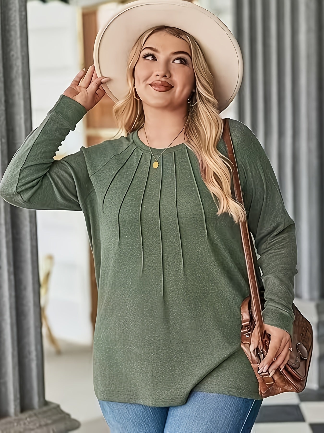 Elodie Pleated Raglan Pullover