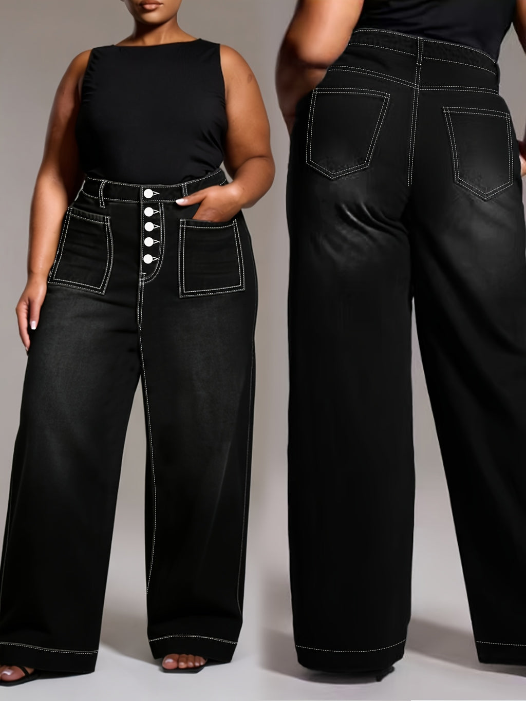 Estelle Plus Size High-Waisted Stretch Trousers
