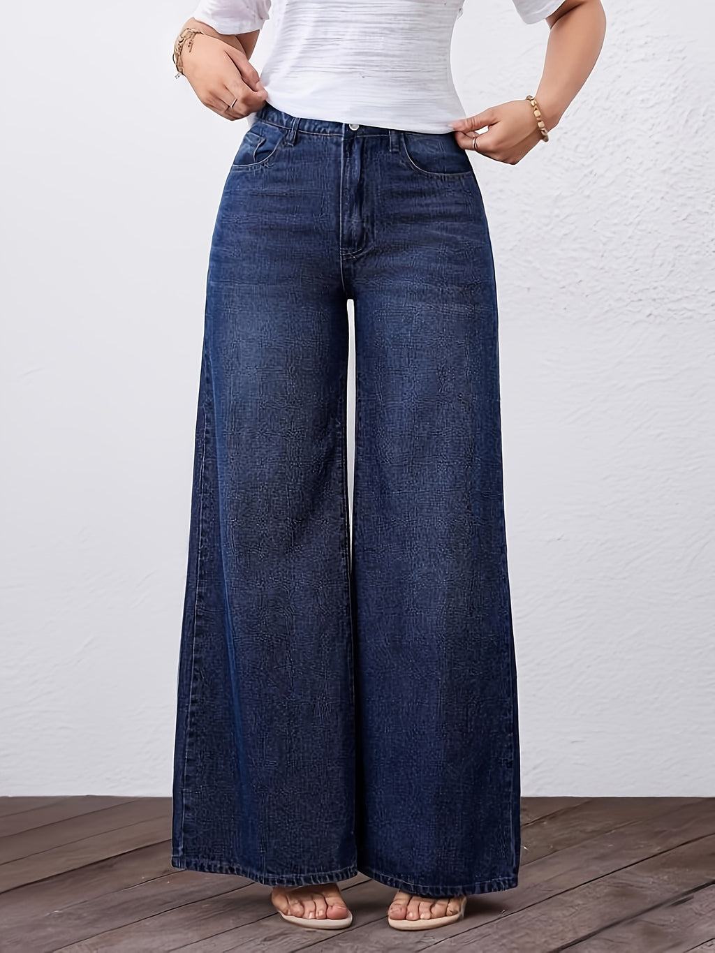 Genevieve High-Waisted Wide-Leg Jeans