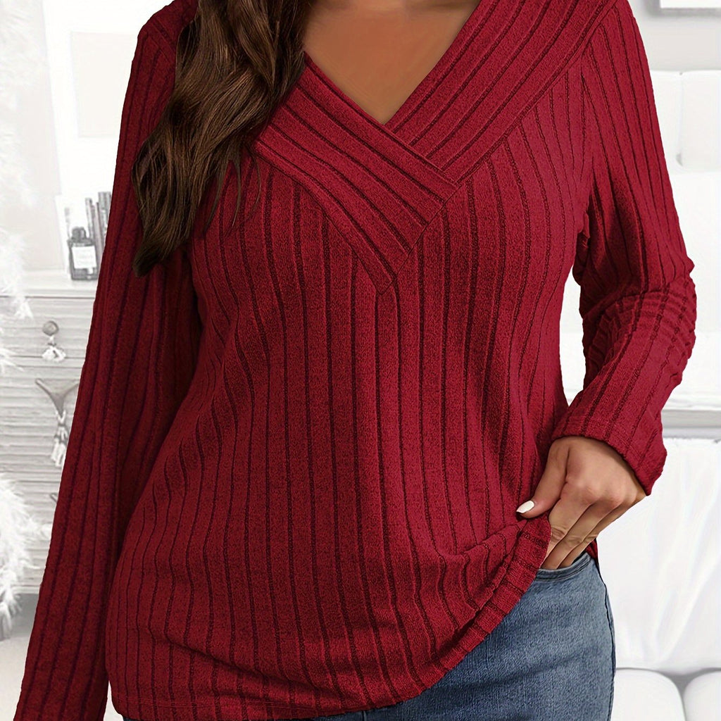 Madeleine Ribbed V-Neck Pullover