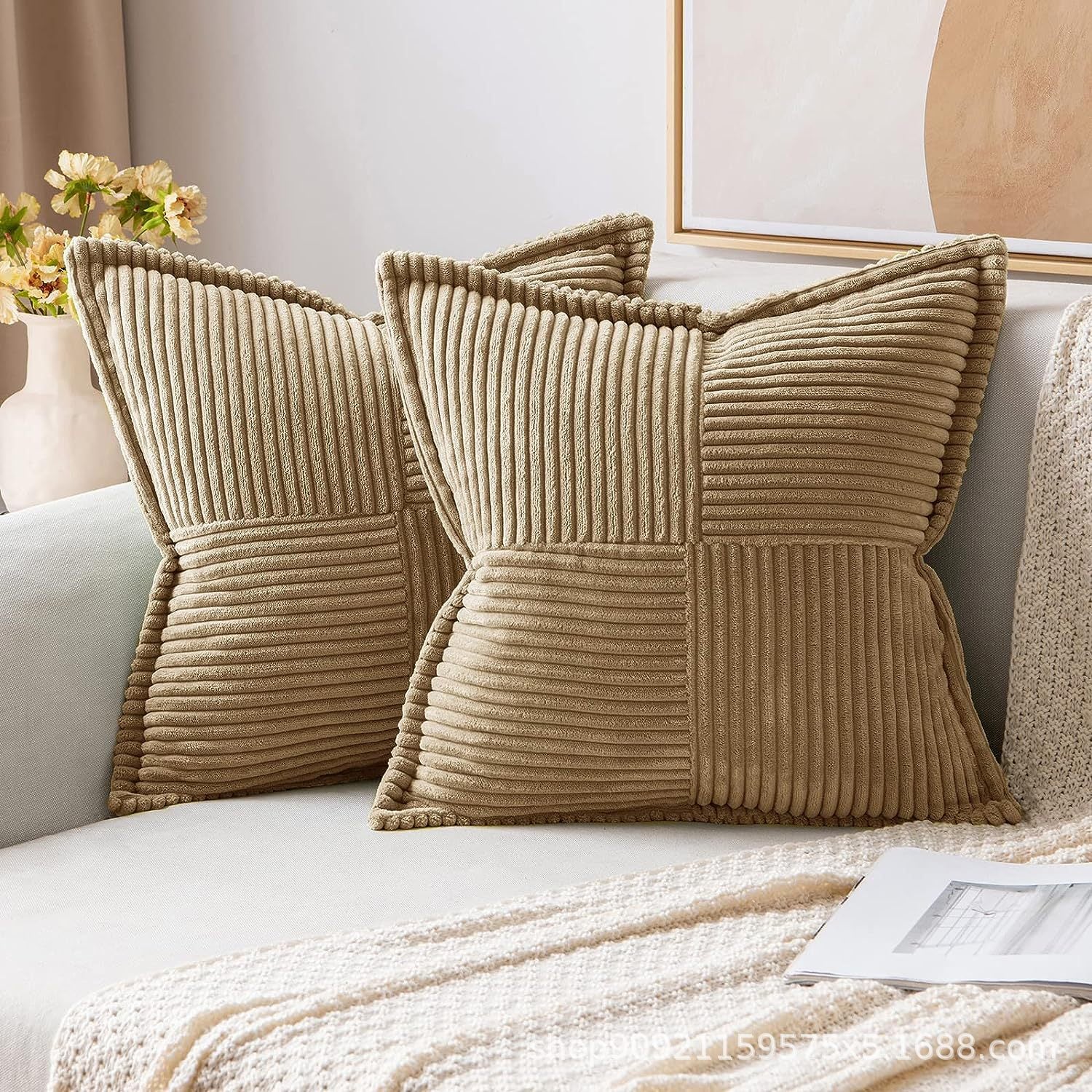 Aria Corduroy Striped Cushion Cover