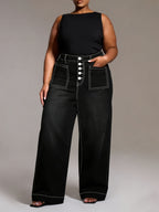 Estelle Plus Size High-Waisted Stretch Trousers