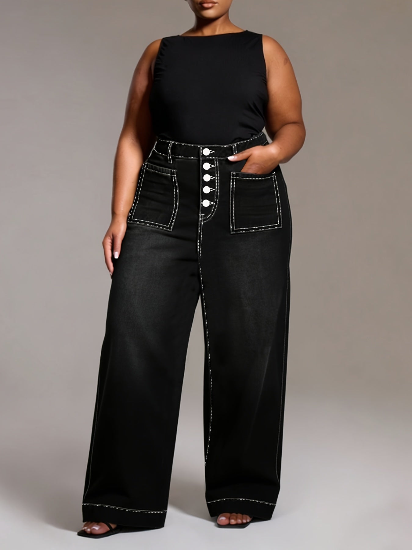 Estelle Plus Size High-Waisted Stretch Trousers
