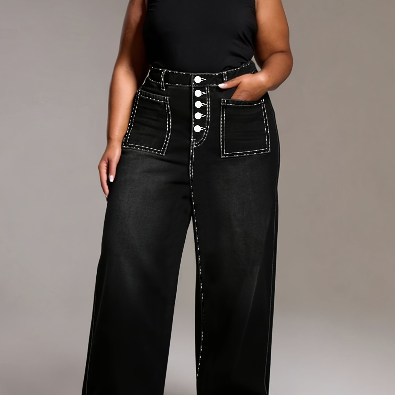 Estelle Plus Size High-Waisted Stretch Trousers
