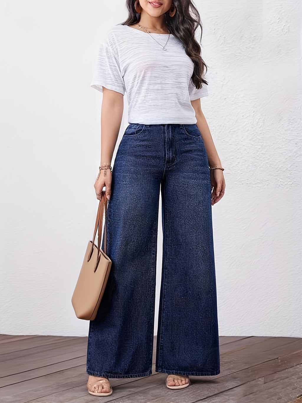 Genevieve High-Waisted Wide-Leg Jeans