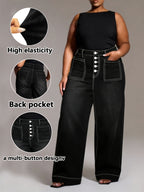 Estelle Plus Size High-Waisted Stretch Trousers