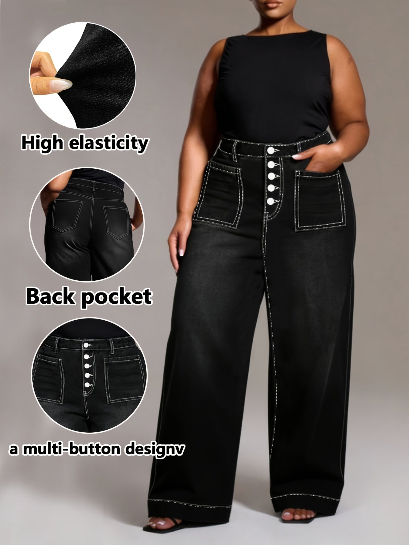 Estelle Plus Size High-Waisted Stretch Trousers