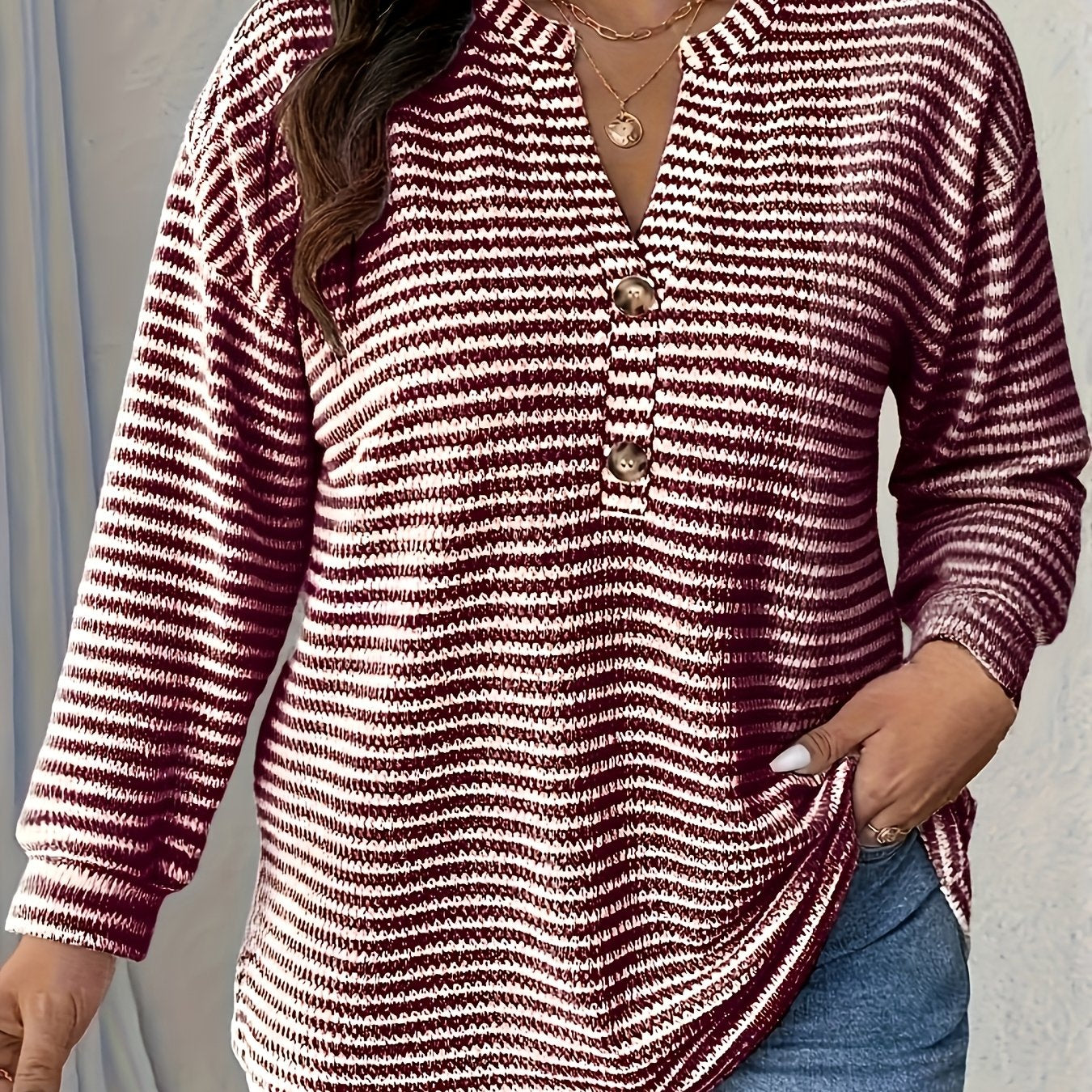Helena Striped V-Neck Top
