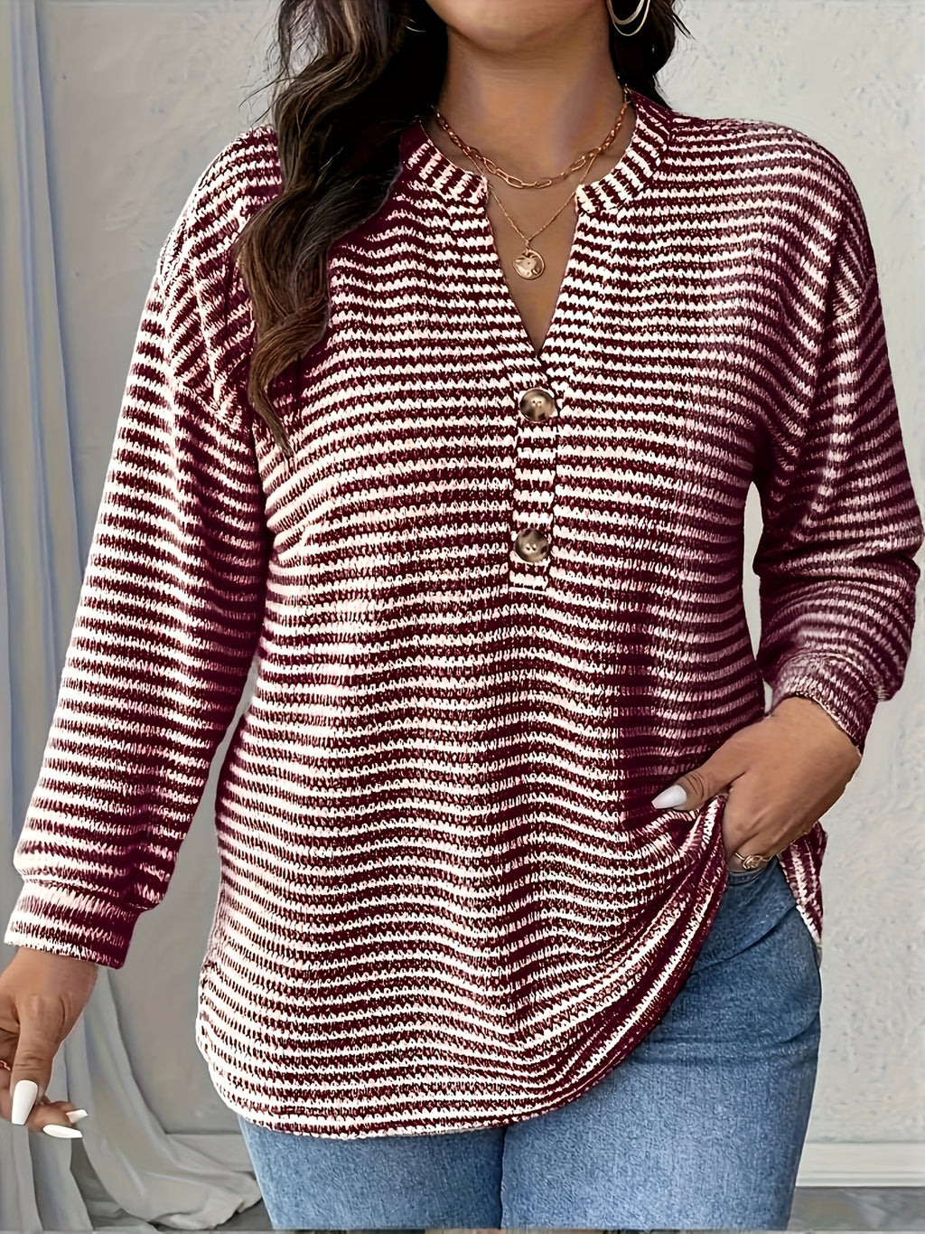 Helena Striped V-Neck Top