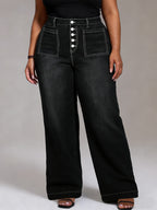 Estelle Plus Size High-Waisted Stretch Trousers