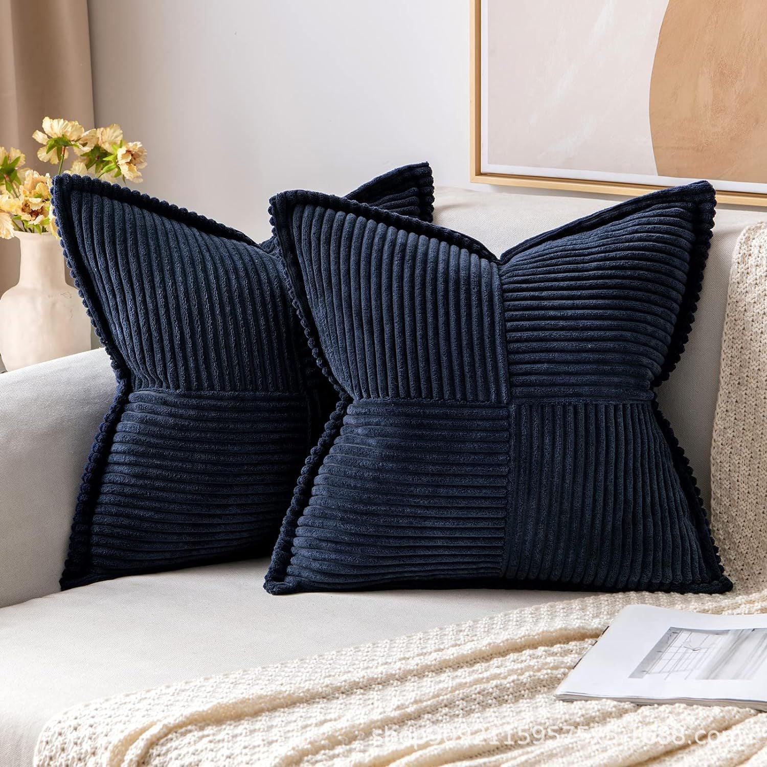 Aria Corduroy Striped Cushion Cover